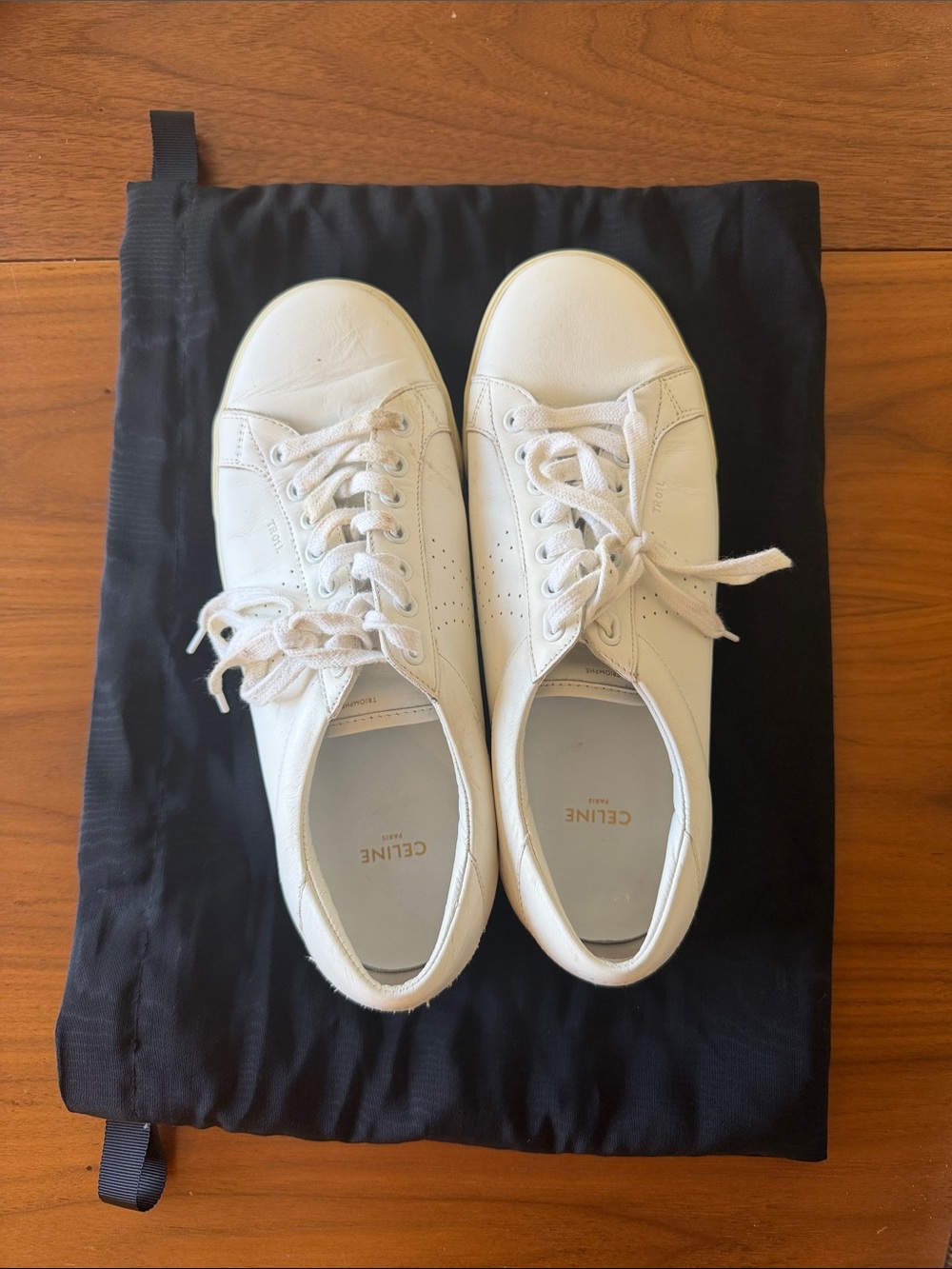 Celine White Leather Low-Top Sneakers